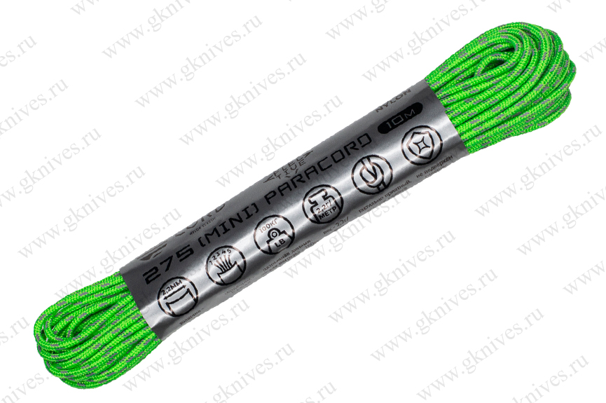 Паракорд 275 (мини) CORD nylon 10м RUS световозвращающий (neon green) арт.0629.113