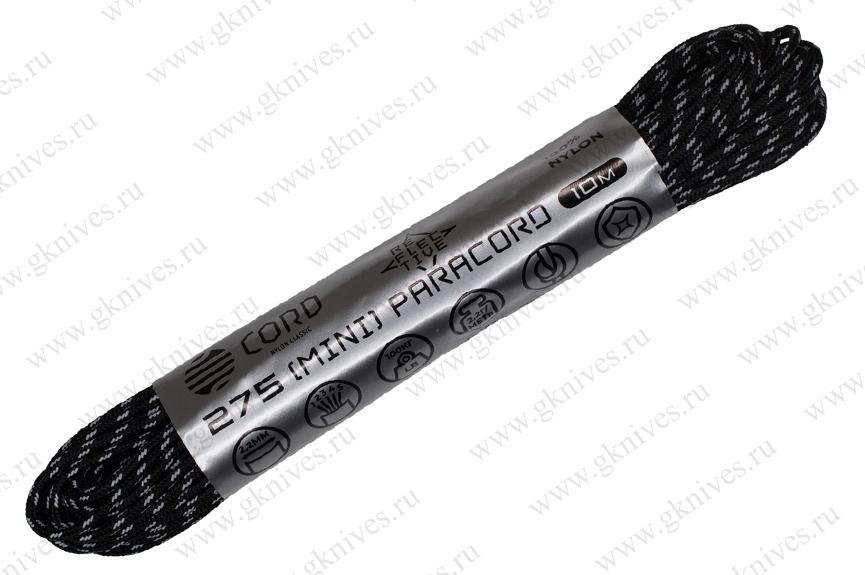 Паракорд 275 (мини) CORD nylon 10м RUS световозвращающий (black) арт.0629.109