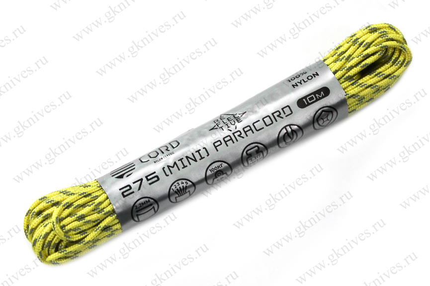 Паракорд 275 (мини) CORD nylon 10м RUS световозвращающий (lemon) арт.0629.167