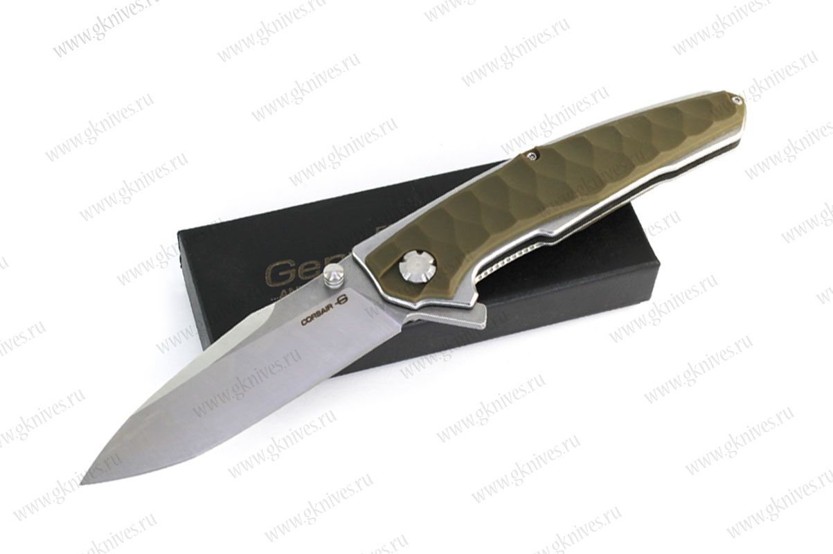 Нож складной Gentleman Knives Корсар / Corsair зеленый, светлый клинок