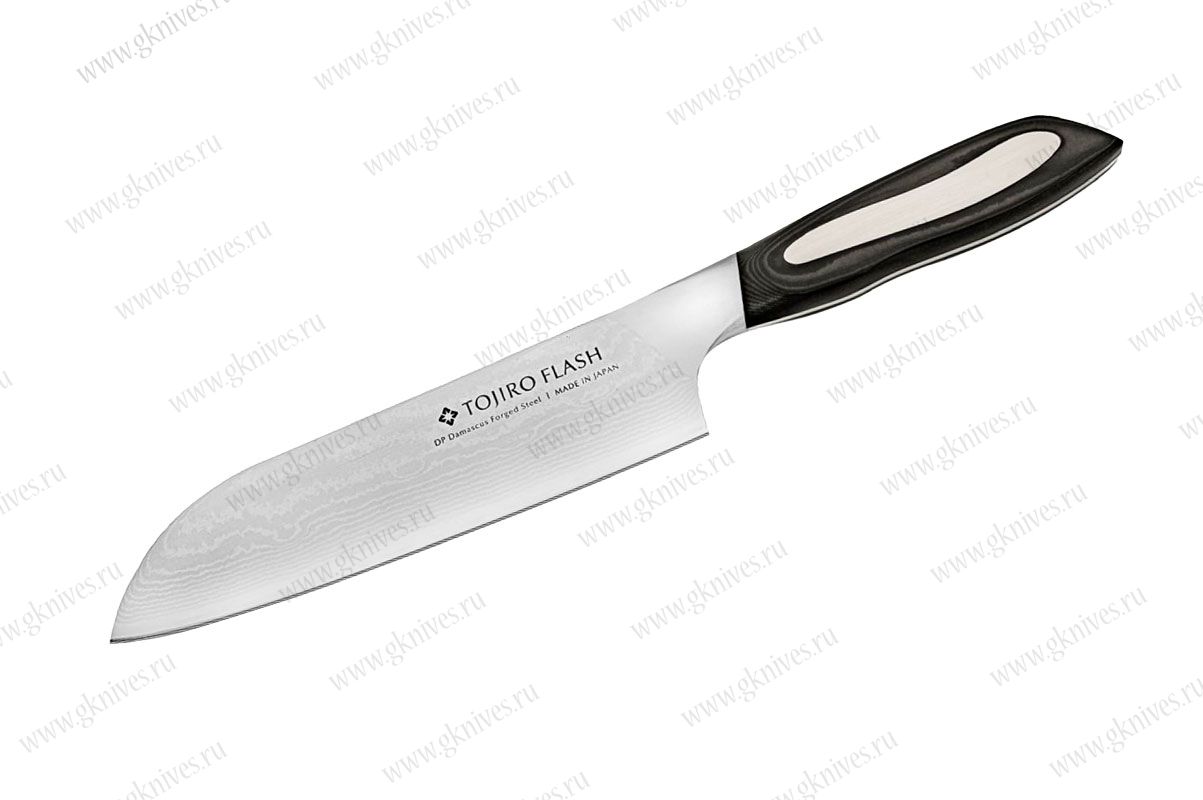 Кухонный нож Сантоку Tojiro Flash (FF-SA180), дамасская сталь VG10, 63 слоя арт.0635.35