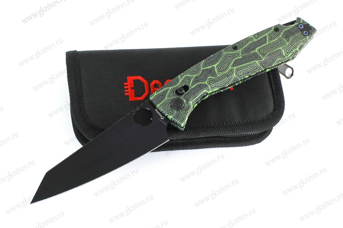 Нож складной Daggerr Аллигатор / Alligator зеленый черный клинок (с отверстием в клинке) арт.4432026