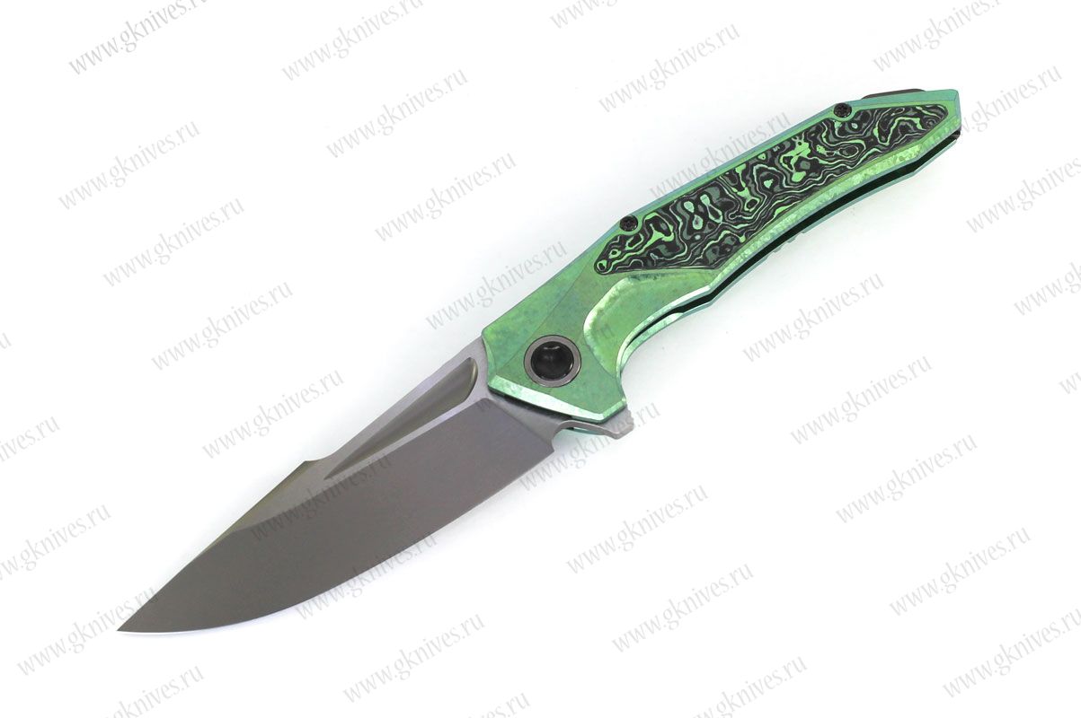 Складной нож Guerrero M390 green CrystalTi green carbon