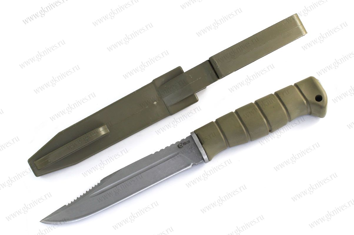 Нож Армейский 95х18, рукоять Elastron, чехол пластик арт.0947.231