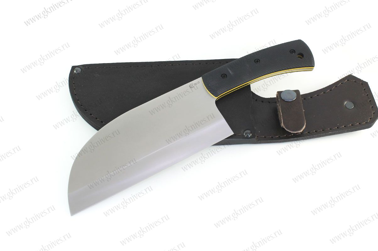 Нож Сербский 95х18, рукоять G10 (черный) желтый спейсер арт.0947.286